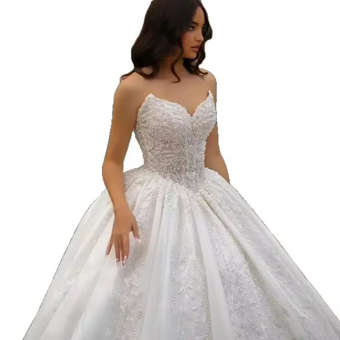 Robe de mariée Maria Novia 2025 en satin et dentelle sans manches perles et broderie pour femmes occasions spéciales