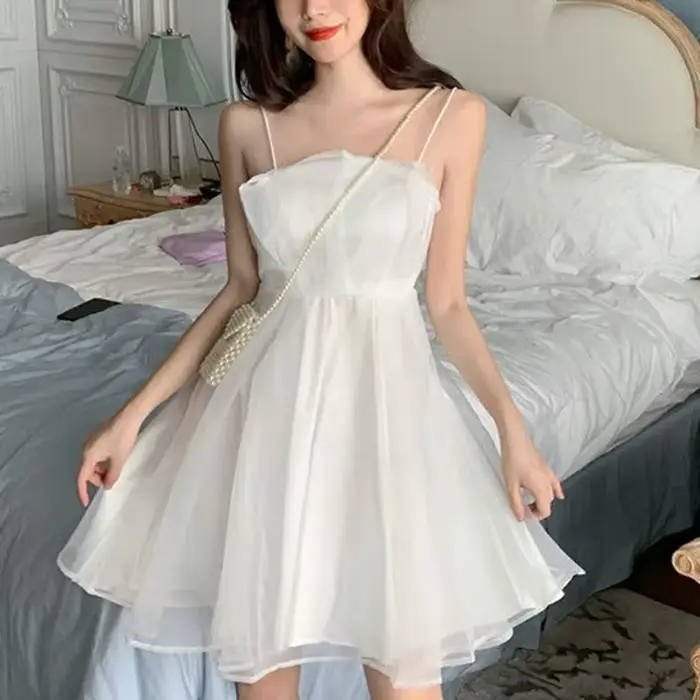 Robe d'été sexy en tulle avec collicou pour femmes, style harajuku et joker, occasion festive, party, beach, cocktail