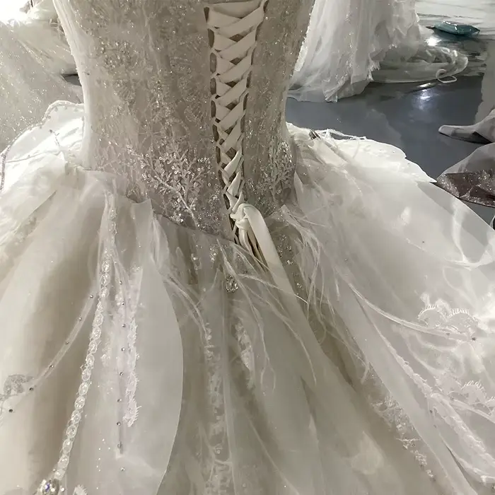 Robe de mariée sexy à lacets sans bretelles, robes vintage à perles, vêtement éducatif exquis personnalisé, collection 2025, occassion mariage, femme, blanc, polyester, organza, décoration perles cristal, style exquis, taille XS-XXXL