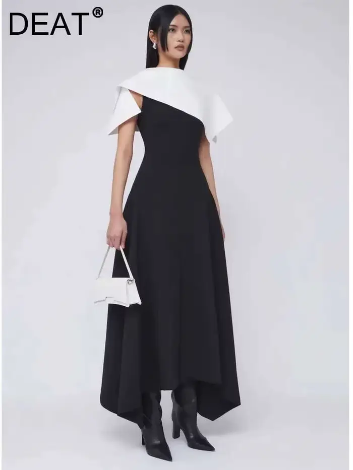 Robe de Soirée DEAT 2026 à Col Rond en Élasthanne avec Volants pour Femmes Âgées de 25 à 34 Ans Occasions Spéciales