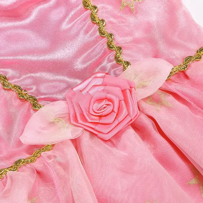 Robe de princesse en tulle brodé rose sur le thème d'Aurora pour filles