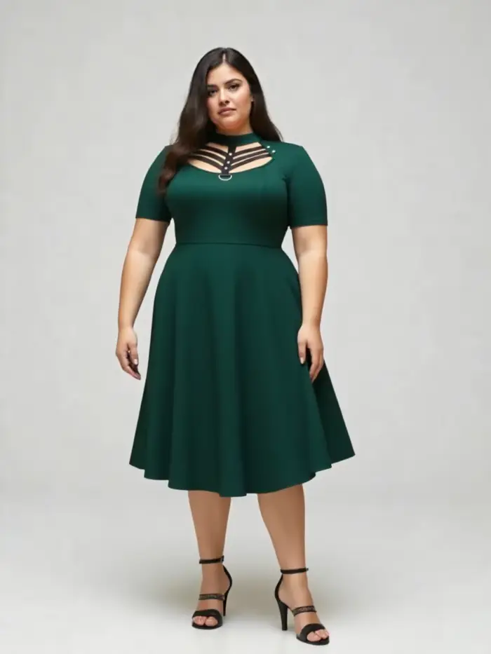 Robe grande taille gothique uni avec découpes échelle pour femmes occasions spéciales été printemps