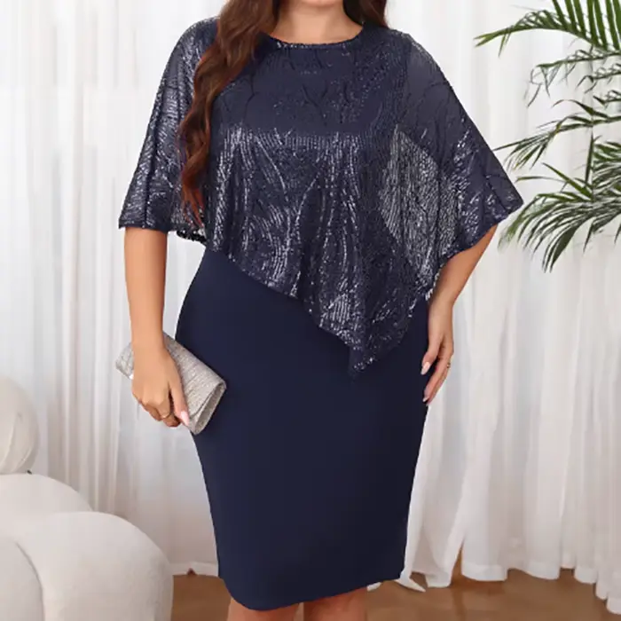 Grande taille femmes Sexy hanche étreinte robes paillettes irrégulière 5XL