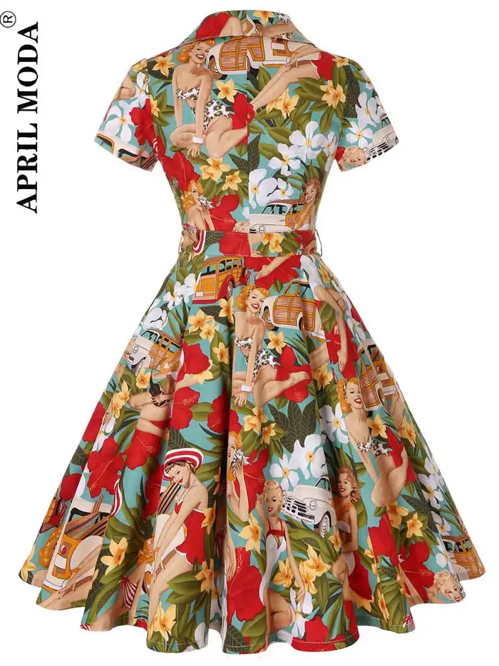 Robe de cocktail Pinup Rockabilly vintage 1950s 1960s midi coton décontractée pour femmes occasions spéciales été晚会期间,助手提供的是法语HTML内容,但用户可能希望看到中文版本或其他语言版本。如果需要转换为中文或者其他语言,请告知我以便进行相应的调整。根据您的需求,我可以重新生成一个符合您要求的回答。