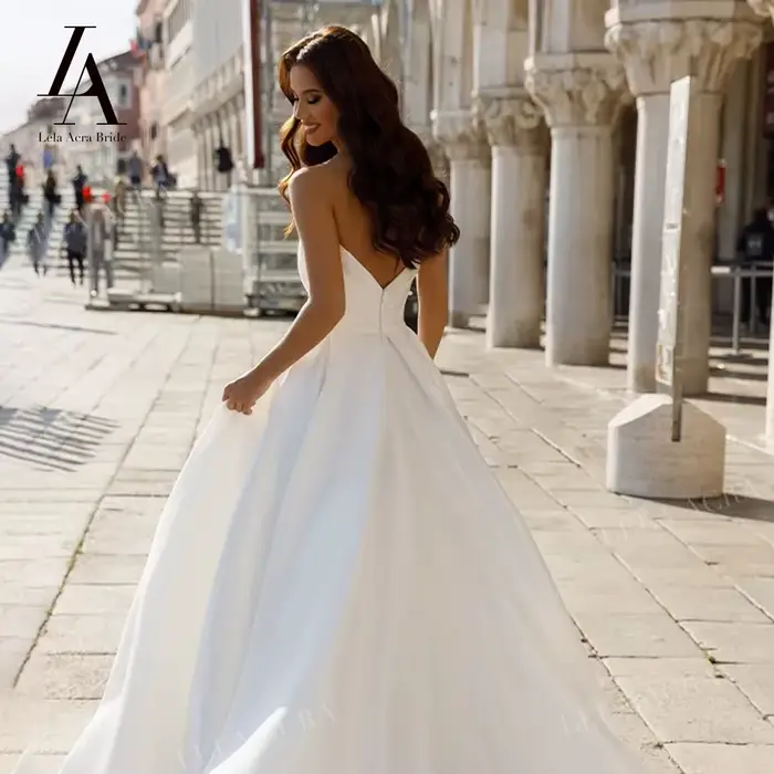 Chérie robe de mariée 2026 élégant sans manches fendu a-ligne princesse