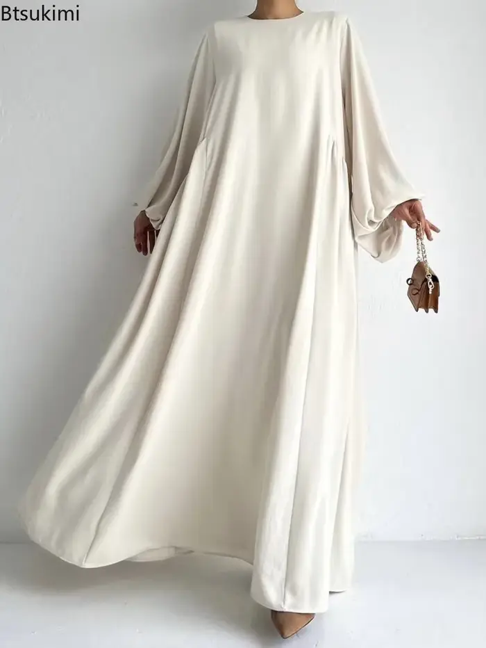 Nouvelles femmes robes musulmanes mode Simple solide Abaya Ramadan Caftan élégant femme décontracté plaine Maxi robe