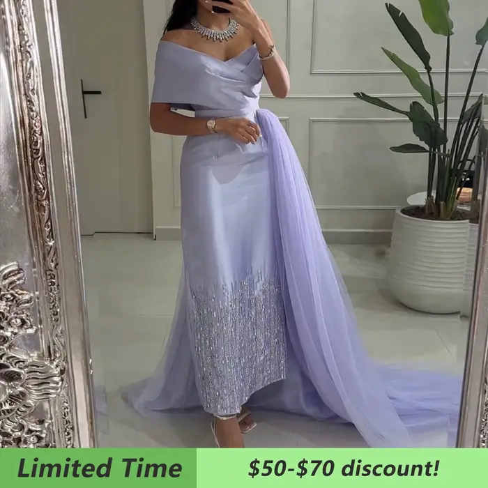 Robe de soirée Sharon Said exquise avec train de balayage et décoration en perles et cristal pour femmes occasions spéciales vert sauge