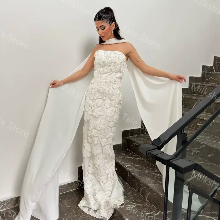 Robes de soirée sirène blanches pour femmes