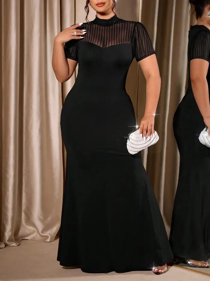 Robe de soirée en maille grande taille pour femme