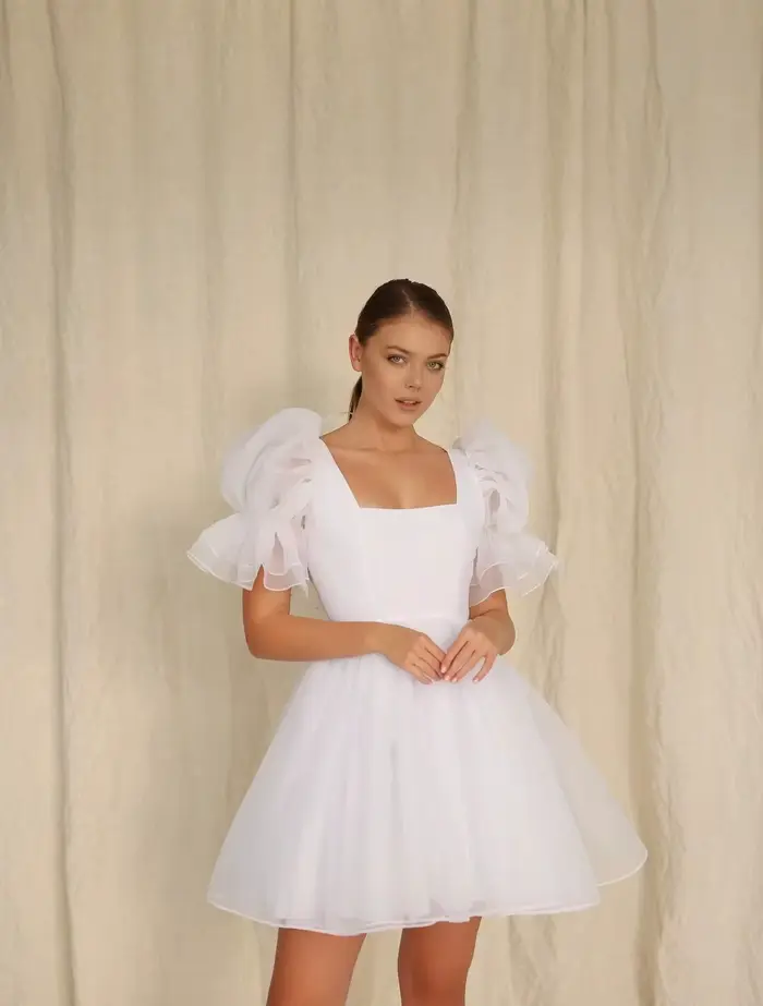 Robes de mariée courtes blanches personnalisées 2026 en organza