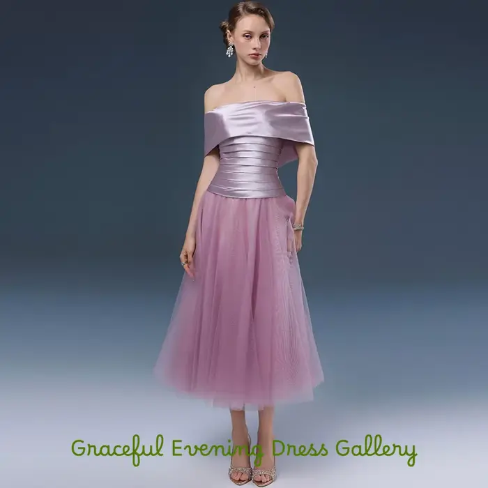 Robe de soirée élégante à col bateau