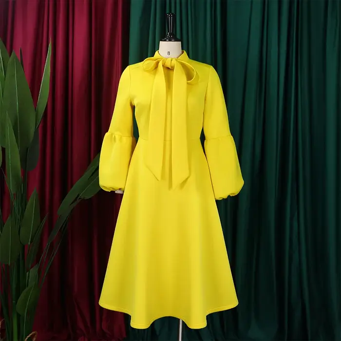 Robes d'église pour femmes noires mode Vintage africaine nœud cou robe de soirée formelle dames élégante balançoire