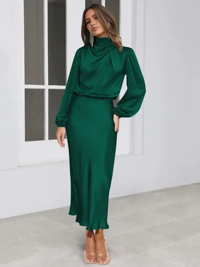 Robe de soirée en satin polyester pour femmes, taille S/M/L/XL, élégante, asymétrique, collier écharpe, longue, pour soirées et événements formels