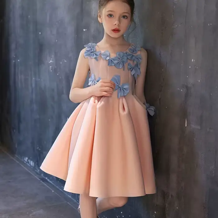 Jill Wish J370 élégant dubaï rose fille robe avec nœud enfants mariage anniversaire vacances fête Pageant