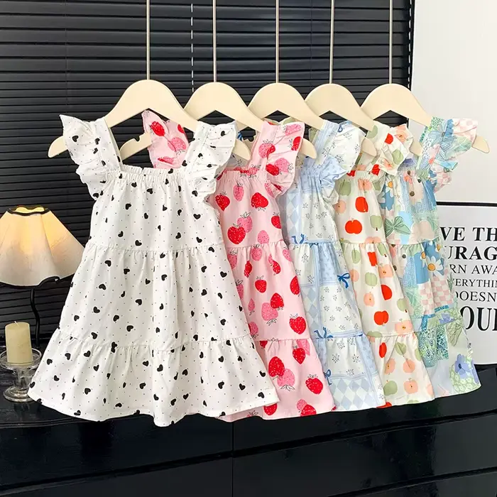 Robe d'été 2026 pour filles à manches volantées