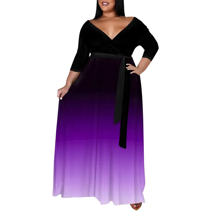 Robe longue florale fluide grande taille pour femmes avec ceinture décontractée pour printemps été ocassions spéciales
