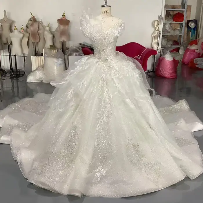 Robe de mariée sexy à lacets sans bretelles, robes vintage à perles, vêtement éducatif exquis personnalisé, collection 2025, occassion mariage, femme, blanc, polyester, organza, décoration perles cristal, style exquis, taille XS-XXXL