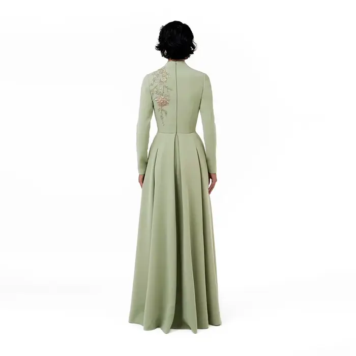 Robe de soirée vert sauge personnalisée col en V profond plissée coupe trapèze pour femmes occasions formelles élégantes soirée officielle