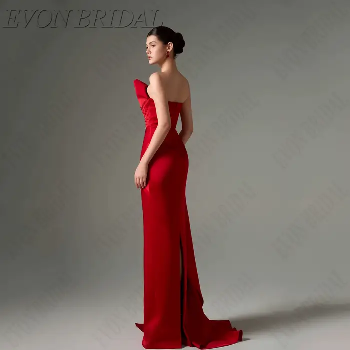 EVON BRIDAL Robe de soirée sirène élégante 2025 Femme Satin sans bretelles sans manches