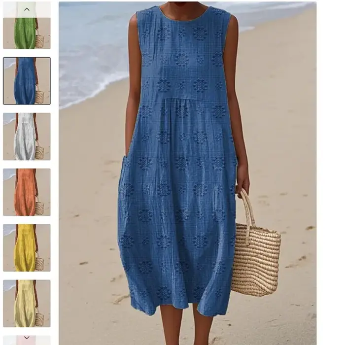 Robe mi-longue pour femmes, ligne A, col rond, sans manches, épissure élégante, Y2k, Streetwear, décontracté, ample, travail, 2025