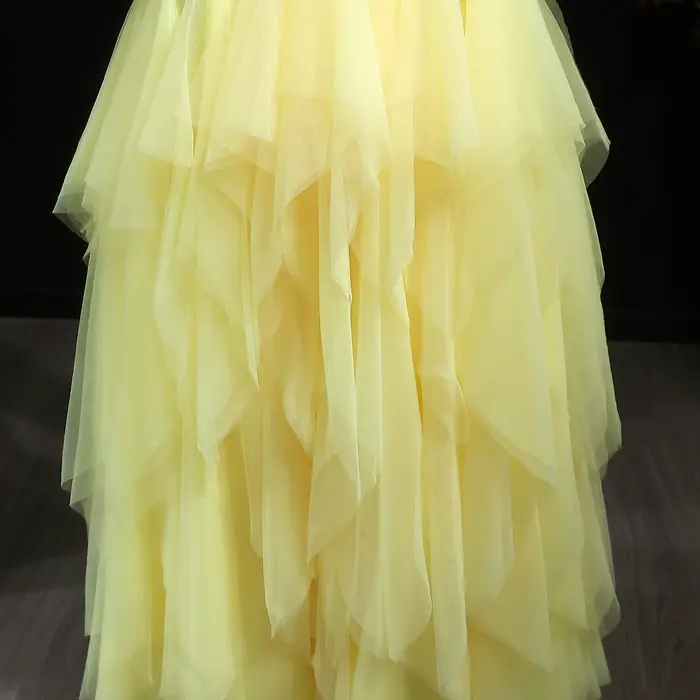 Sharon Said-Robe de Soirée Élégante Jaune à Volants pour Femme