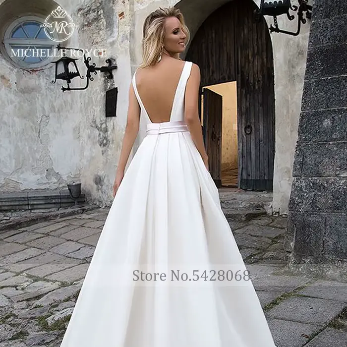 Michelle Royce-Robe de mariée en satin A-ligne