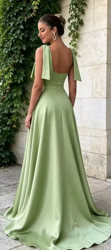 Robe de demoiselle d'honneur asymétrique à grand nœud