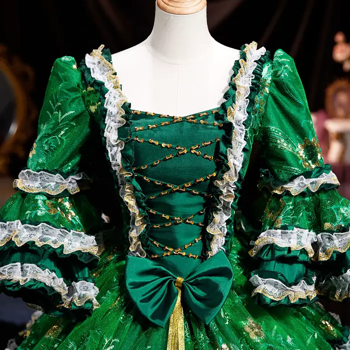 Robe de Bal Verte Renaissance Princesse Pour Femmes Occasions Spéciales Gothisme Victorienne Quinceanera