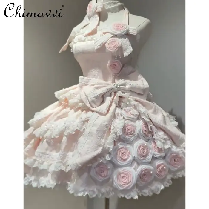 Robe Rose Lolita mignonne et douce pour fête d'anniversaire