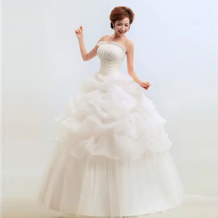 Robe de Mariée Personnalisée Y&M NOVIAS Style Classique avec Décoration Florale pour Femmes Occasions Spéciales Grossesse Taille Personnalisée