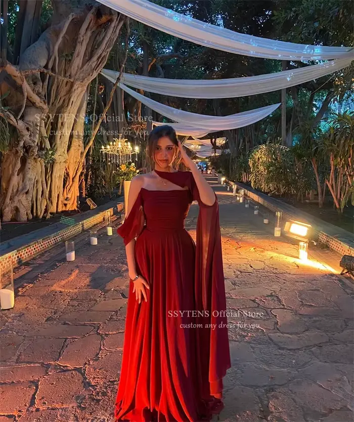 Robe hors de l'épaule rouge SSYTENS élégante pour femmes occasions formelles mariage soirée gala