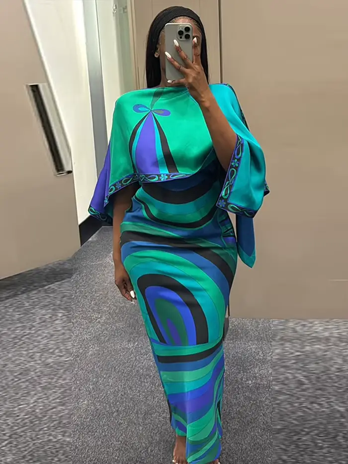 Robe élégante imprimée style châle pour femme