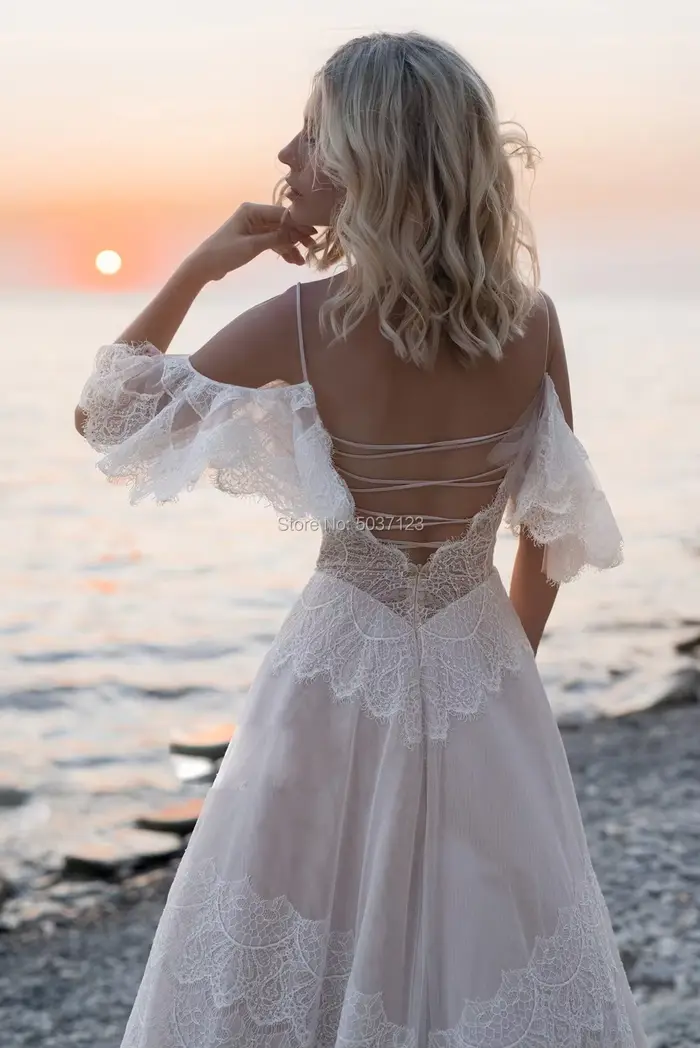 Robe de mariée bohémienne coupe trapèze