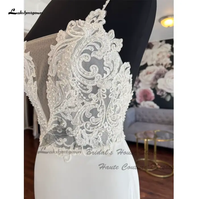 Yanshmigown-Robe de mariée en dentelle style sirène vintage pour femme