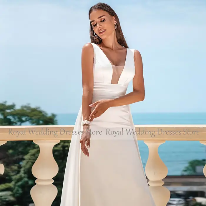 Robe de mariée sirène blanche avec poignées pour la mariée