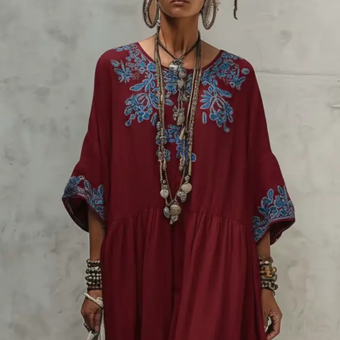 Robe longue fluide bohème élégante à imprimé floral pour femme