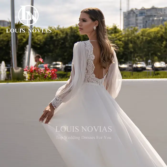 Modiis-Robe de mariée trapèze en dentelle brodée