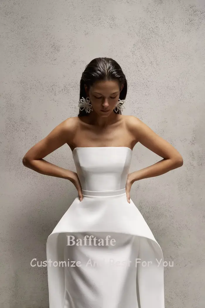 Bafftafe personnalisé doux Satin robes de mariée sirène arabe longues