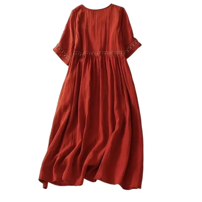 Robe d'été pour femmes, style bohème, manches courtes, coupe ample, longue robe de plage, style bohè