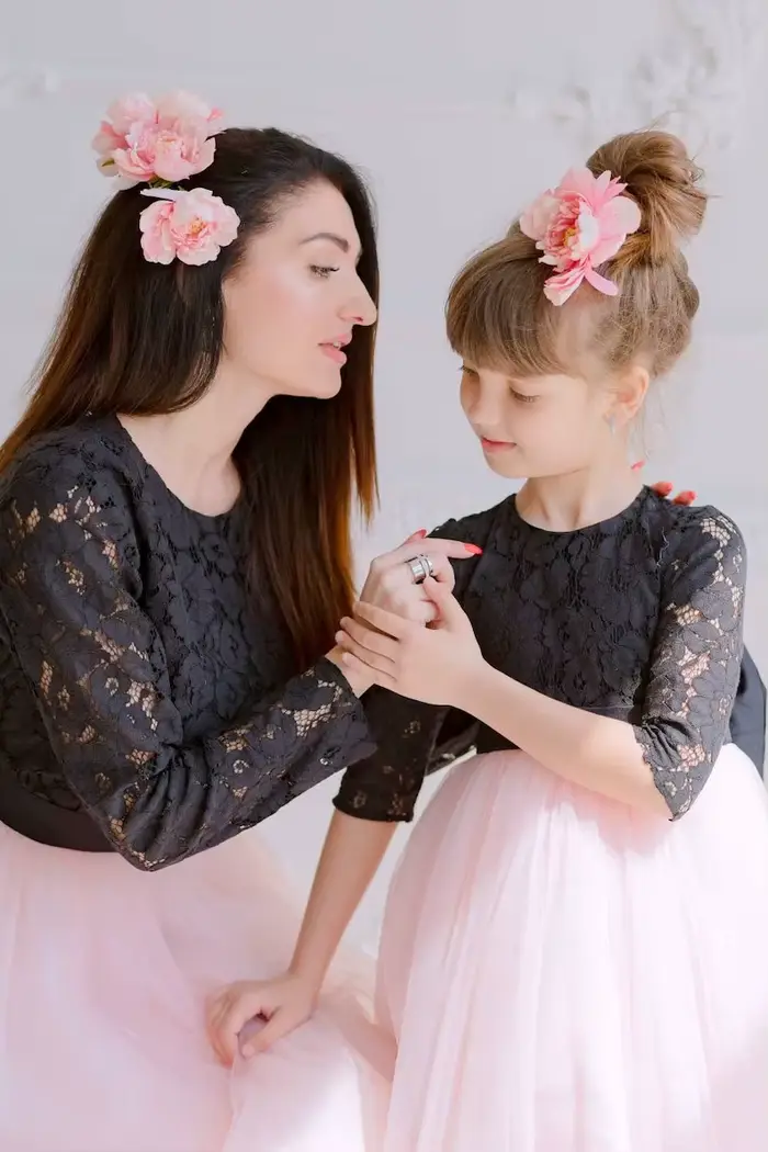 Robe assortie noire pour mère et fille
