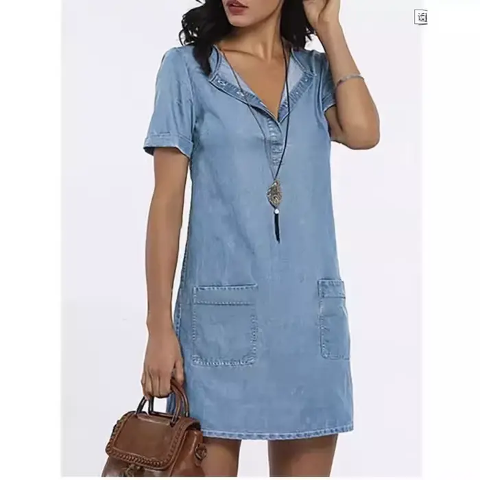 Robe en jean épissé pour femmes
