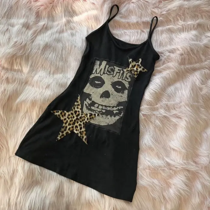 Femme vêtements robe gothique Harajuku robes de soirée graphique Rock Y2k vêtements noir Mini robe P
