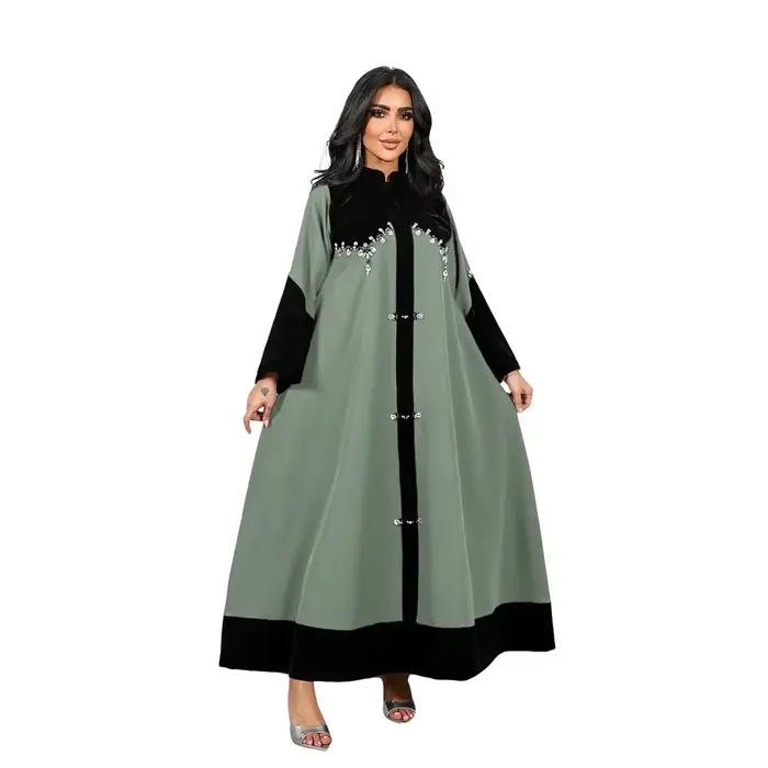 Eid velours brodé femmes Robe Maxi dubaï turquie Abaya hiver automne Robe de soirée caftan musulman