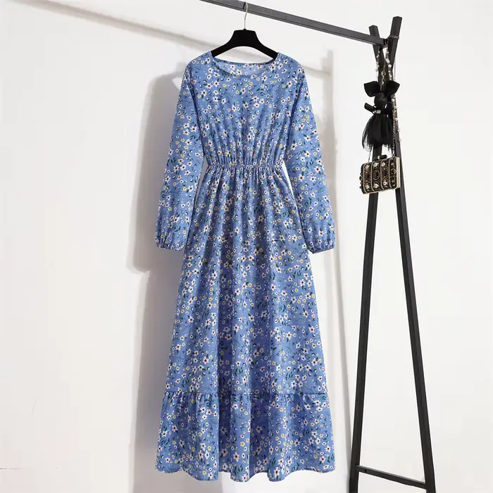 Femmes robes longues printemps été décontracté à manches