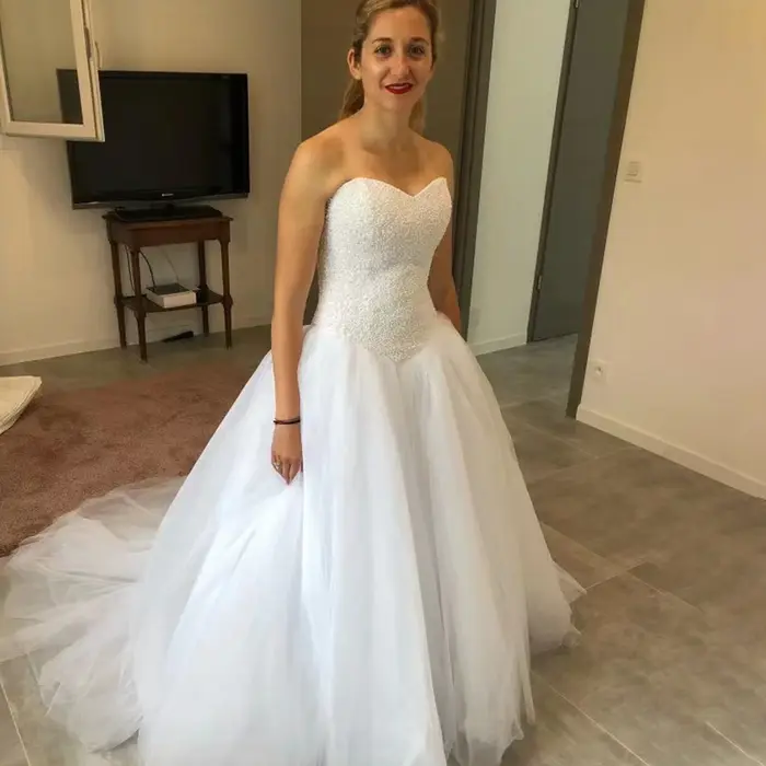 Robe de mariage Sweetheart en polyester avec décolleté "MON AMOUR" pour femmes - coupe sirène, sans manches, idéale pour bal, photos de voyage et événements spéciaux