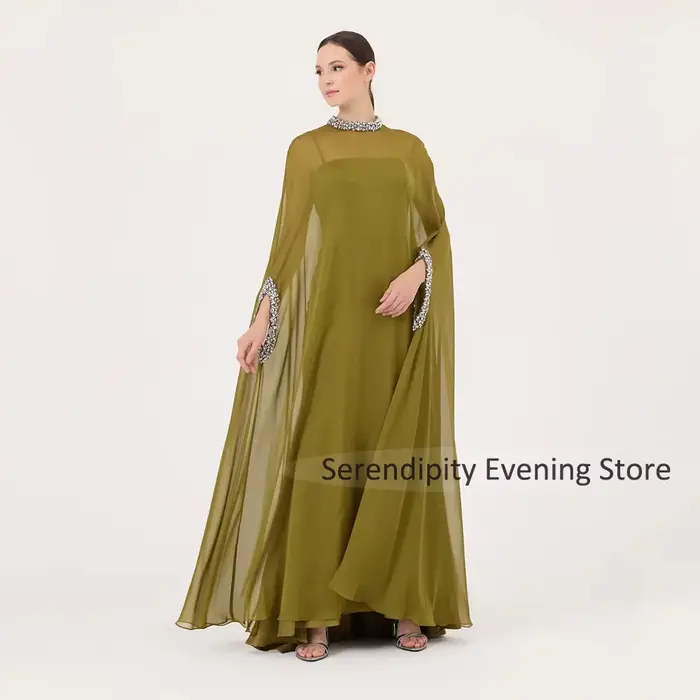 Robe de mère de la mariée élégante en mousseline avec cristal, silhouette en ligne, veste intégrée, pour mariage et soirées formelles
