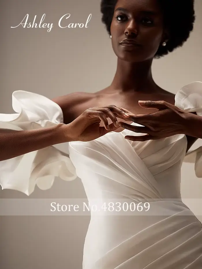 Ashley Carol-Robes de mariée sirène en satin pour femmes