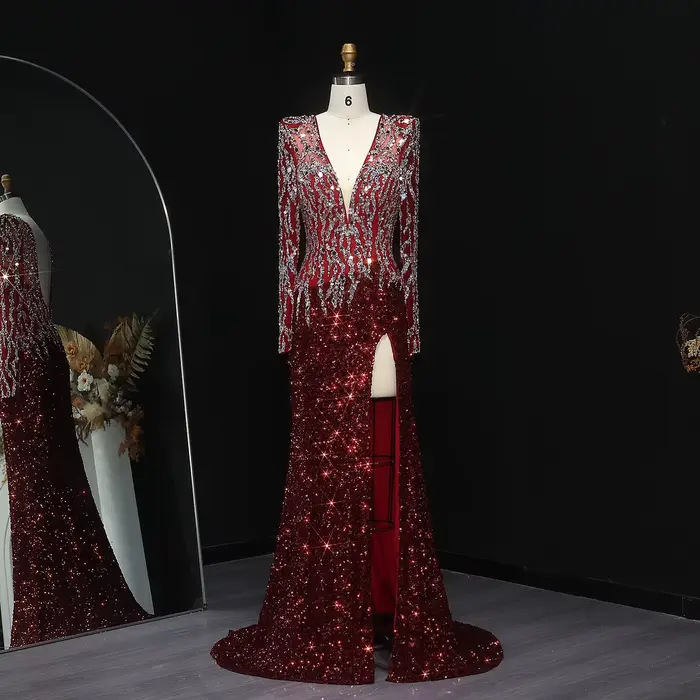 Sharon Said-Robe de Soirée Noire à Paillettes
