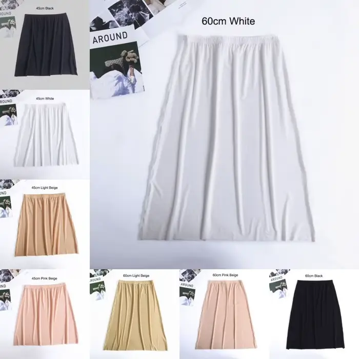 Jupon coloré pour fille, sous-robe de sécurité en soie glacée, longue et mi-longue
