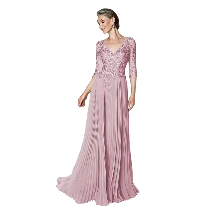 Robe personnalisée pour mère de la mariée avec dentelle et imprimé floral, silhouette plage, mousseline, soutien-gorge intégré, pour cérémonies de mariage et occasions spéciales